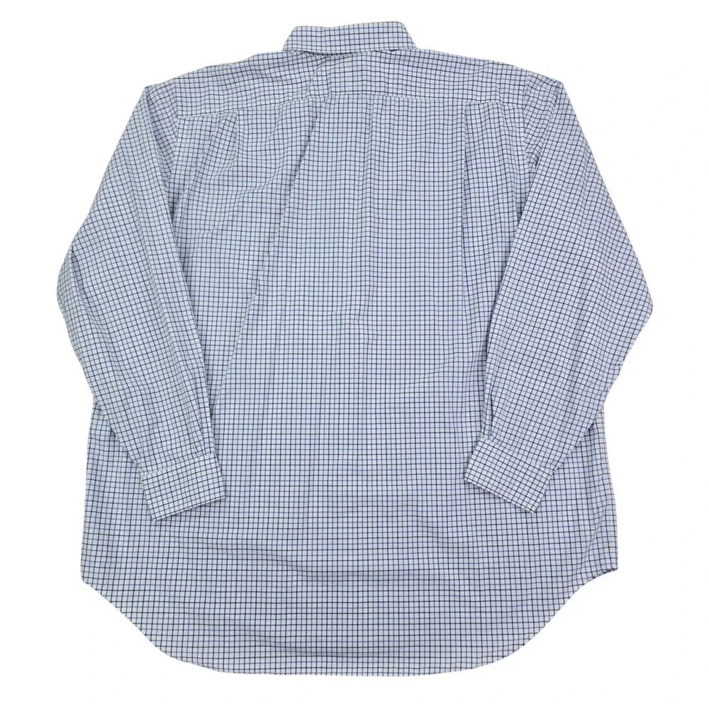 Polo Ralph Lauren Check Button Down Shirt Mens 2XLT Blue White Cotton Tall Pony